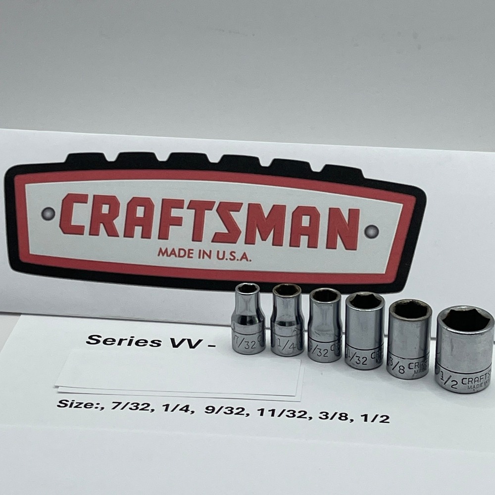 Craftsman USA Series VV 1/4 Drive 6Point SAE Sockets 7/32 1/4 9/32 11/32 3/8 1/2